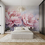 Papier peint Peinture de fleurs roses