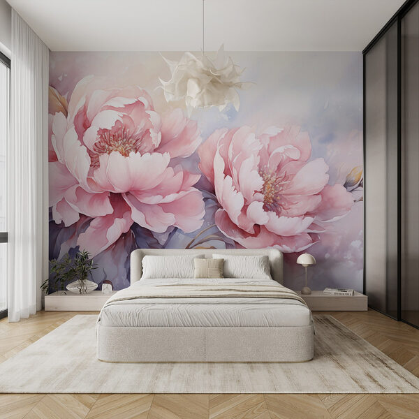 Peinture de fleurs roses Papier peint Peinture de fleurs roses