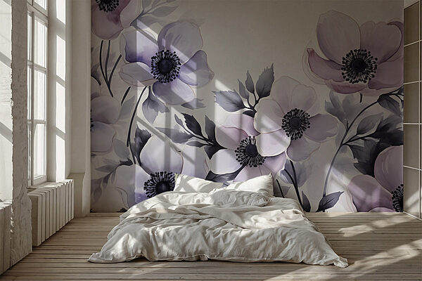 Peinture de fleurs sur une surface blanche Papier peint Peinture de fleurs sur une surface blanche