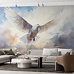 Papier peint Colombe blanche volant dans le ciel