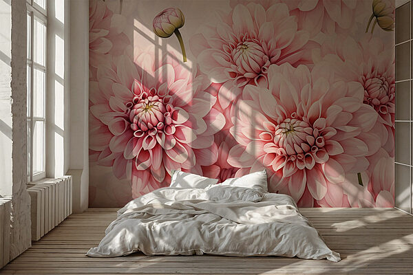 Groupe de fleurs roses Papier peint Groupe de fleurs roses