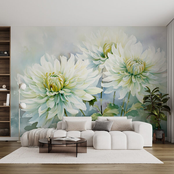 De belles fleurs dans des teintes douces Papier peint De belles fleurs dans des teintes douces