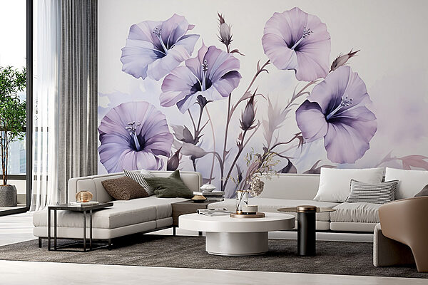Peinture de fleurs violettes Papier peint Peinture de fleurs violettes