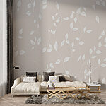 Papier peint Feuilles blanches sur fond blanc