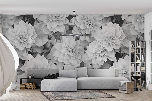 Groupe de fleurs blanches Papier peint Groupe de fleurs blanches