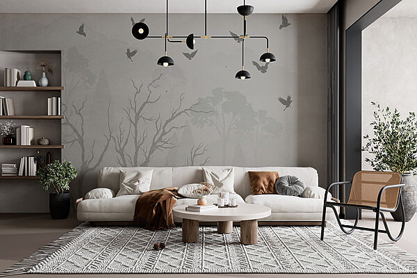 Oiseaux volant au-dessus des arbres Papier peint Oiseaux volant au-dessus des arbres