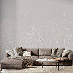Papier peint Motif floral blanc sur fond blanc
