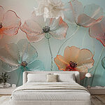Papier peint Groupe de fleurs sur fond flou