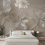 Papier peint Fleurs en verre sur une surface blanche