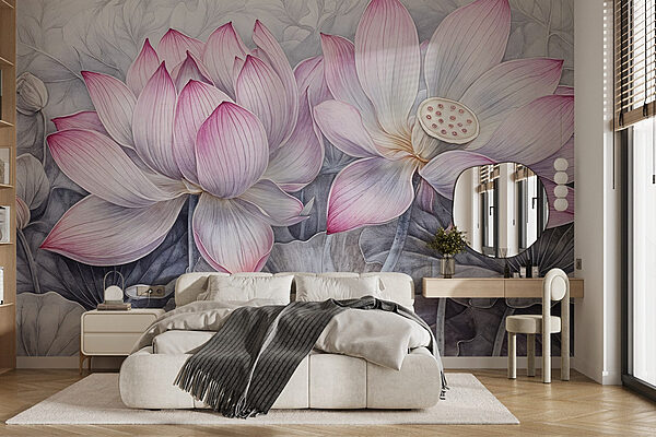 Peinture de fleurs roses Papier peint Peinture de fleurs roses