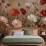 Papier peint Groupe de fleurs sur tiges
