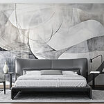 Papier peint Art gris et blanc