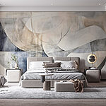 Papier peint Peinture d'un art blanc et gris