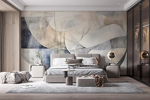 Peinture d'un art blanc et gris Papier peint Peinture d'un art blanc et gris