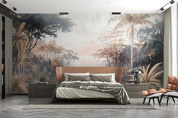 Rivière avec arbres et plantes Papier peint Rivière avec arbres et plantes