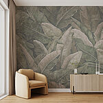Papier peint Feuilles luxuriantes dans des tons doux et sourds