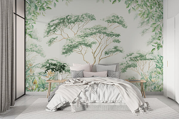 Peinture d'arbres et de plantes Papier peint Peinture d'arbres et de plantes