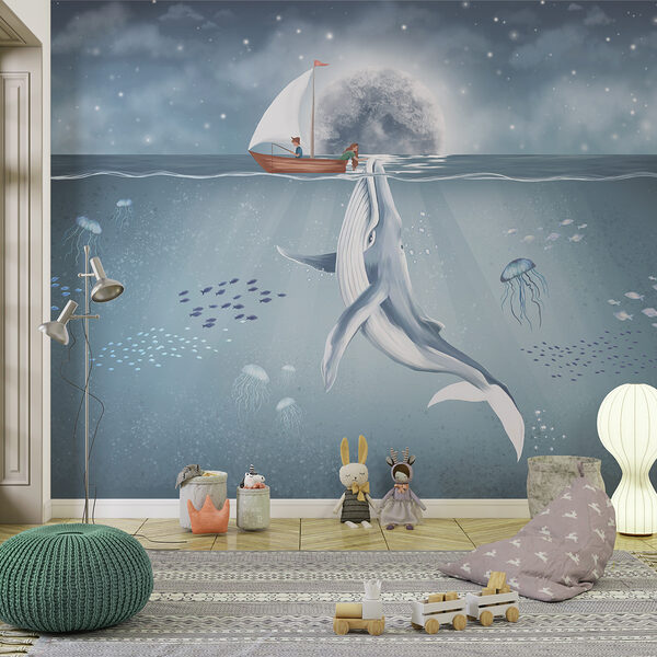 Papier peint Baleine nageant dans l'eau