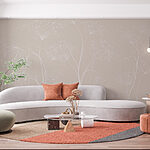 Papier peint Fleurs blanches sur fond gris