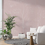 Papier peint Fleurs blanches sur fond rose
