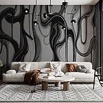 Papier peint Image en noir et blanc d'un motif tourbillonnant