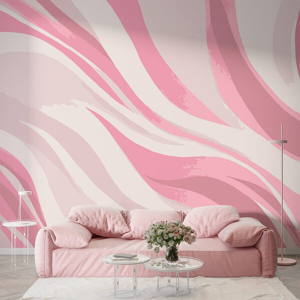 Papier peint Tourbillons roses et blancs (UGS : w02420) Papier peint Papier peint Tourbillons roses et blancs (UGS : w02420)