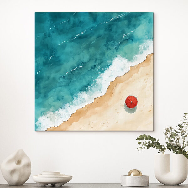 Un parapluie sur la plage Tableaux Un parapluie sur la plage