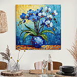 Tableaux Peinture de fleurs dans un vase bleu