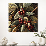 Tableaux Baies de café fraîches sur des branches feuillues