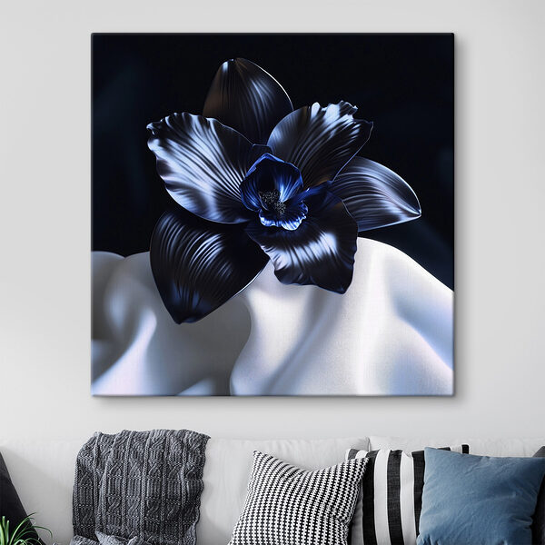 Fleur noire sur un tissu blanc Tableaux Fleur noire sur un tissu blanc