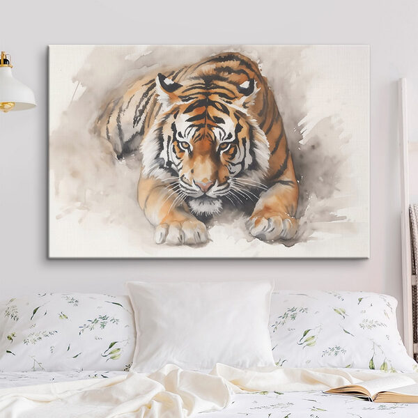 Aquarelle d'un tigre couché Tableaux Aquarelle d'un tigre couché