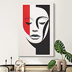 Tableaux Visage avec bandes rouges et noires