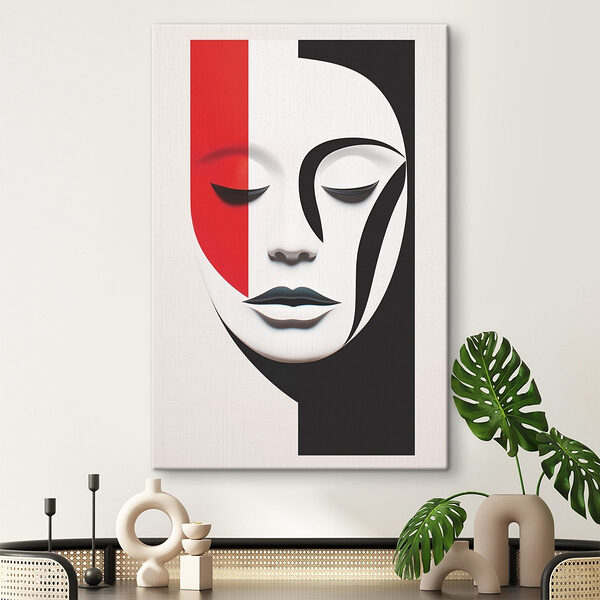 Tableaux Tableaux Visage avec bandes rouges et noires (UGS : s42032)