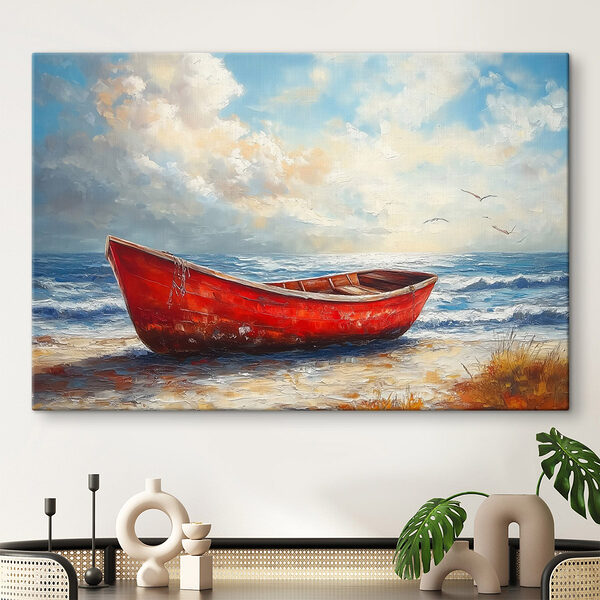 Peinture d'un bateau sur une plage Tableaux Peinture d'un bateau sur une plage