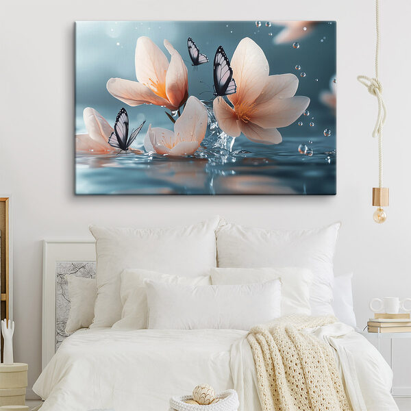 Papillons sur les fleurs et l'eau Tableaux Papillons sur les fleurs et l'eau