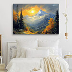 Tableaux Paysage de montagne avec arbres et nuages