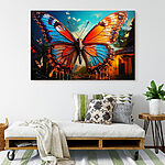 Tableaux Papillon aux ailes orange et bleues