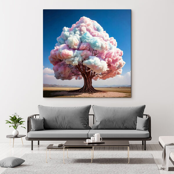 Arbre avec nuages roses et bleus Tableaux Arbre avec nuages roses et bleus