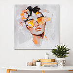 Tableaux Homme portant des lunettes de soleil et des fleurs sur la tête