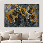 Tableaux Peinture d'une femme avec des tournesols