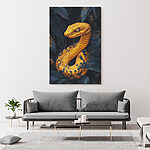 Tableaux Serpent jaune avec des feuilles noires