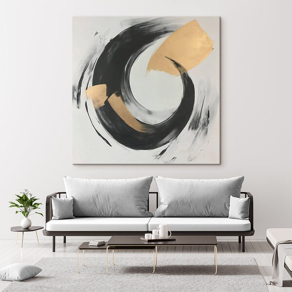 Tourbillon abstrait de noir et de beige Tableaux Tourbillon abstrait de noir et de beige