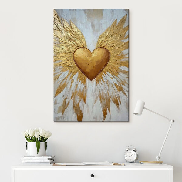 Coeur avec des ailes peintes dessus Tableaux Coeur avec des ailes peintes dessus