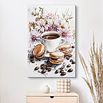 Tableaux Aquarelle d'une tasse de café et de biscuits