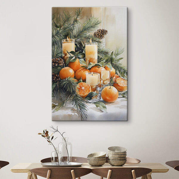 Peinture d'oranges et de bougies Tableaux Peinture d'oranges et de bougies