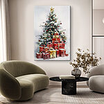 Tableaux Aquarelle de cadeaux sous un arbre de Noël