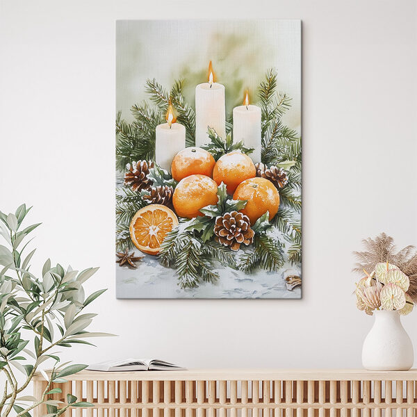 Peinture d'oranges et de bougies Tableaux Peinture d'oranges et de bougies