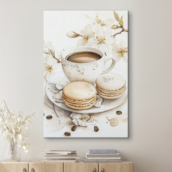 Tasse de café et biscuits sur une assiette Tableaux Tasse de café et biscuits sur une assiette