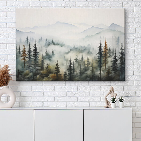 Peinture d'arbres et de brouillard Tableaux Peinture d'arbres et de brouillard