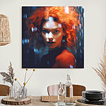 Tableaux Femme aux cheveux rouges et gouttes de pluie